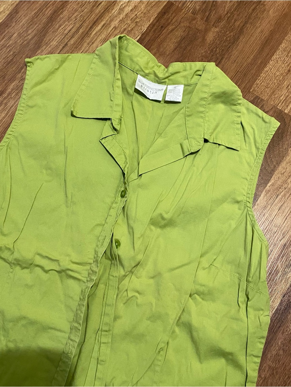 Worthington Bright Lime Green Collared Blouse